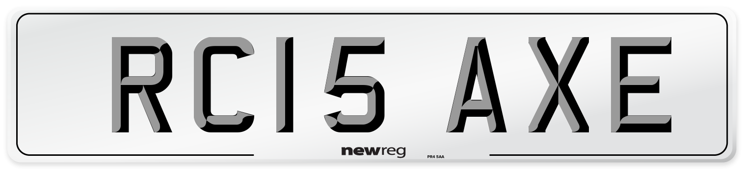 RC15 AXE Number Plate from New Reg